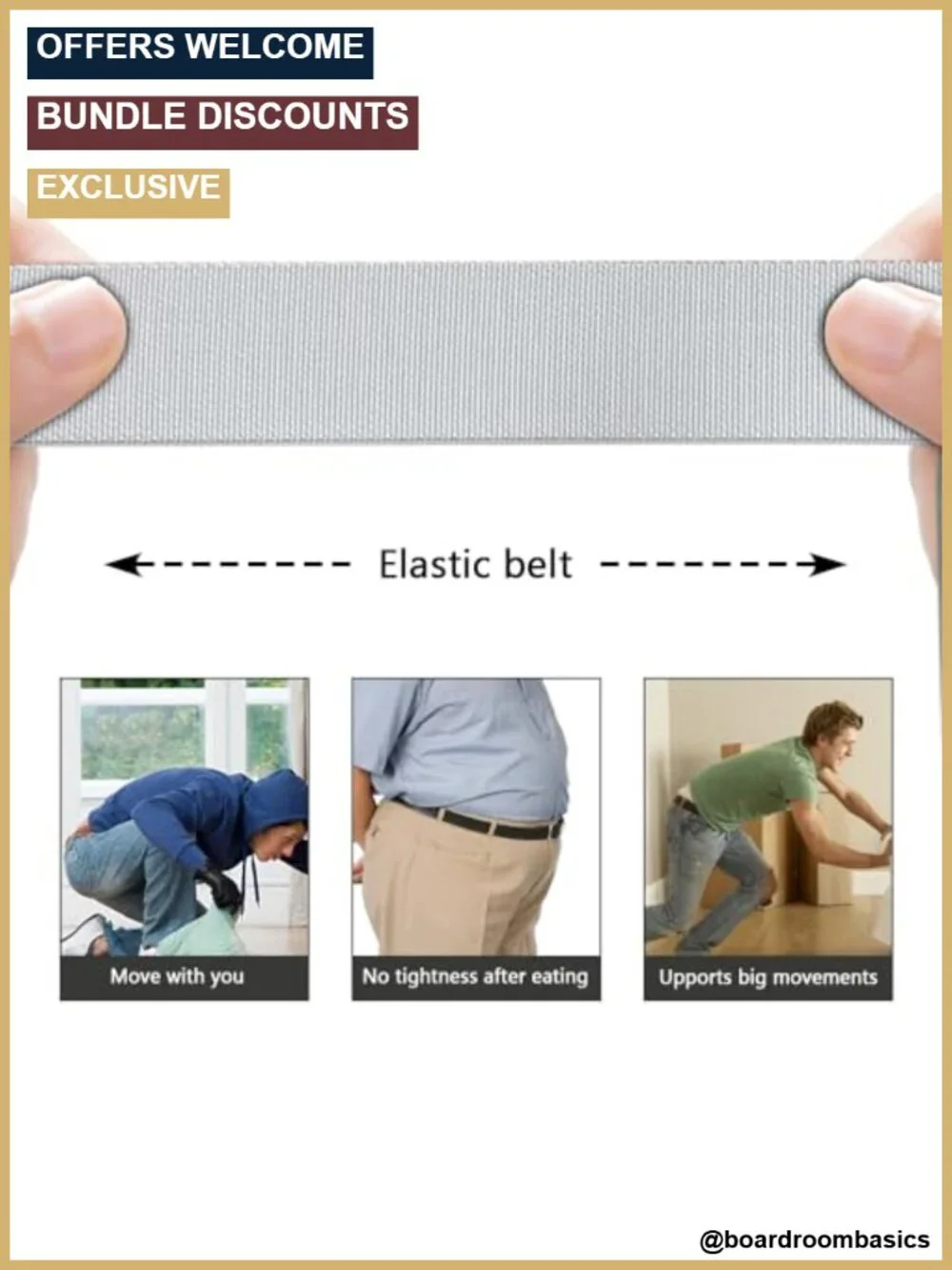 Stretch Canvas Belt Adjustable No-Hole Metal Buckle Bottle Opener